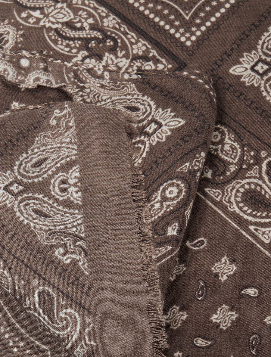 Echarpe imprimé bandana en coton mélangé - Marron - 3