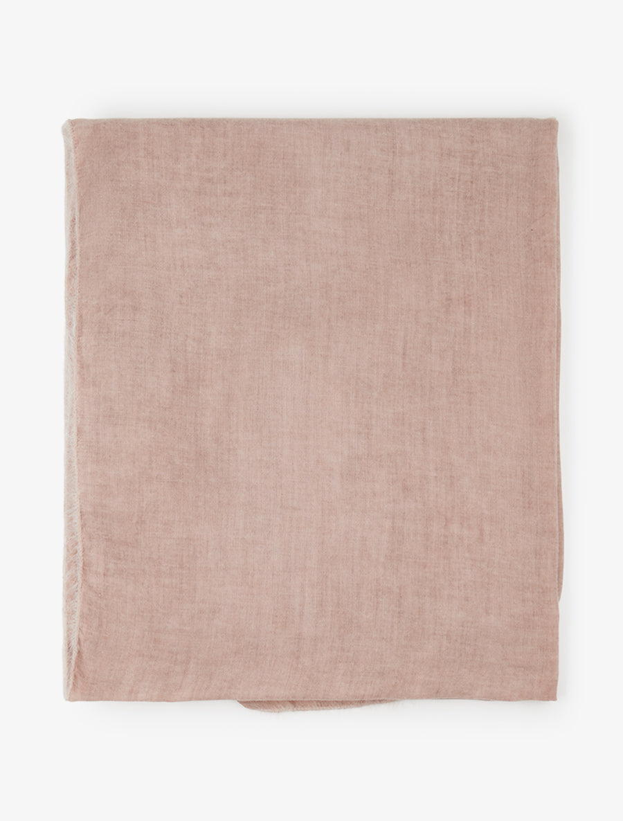 Echarpe unie à bords effilochés - Rose poudré - 2