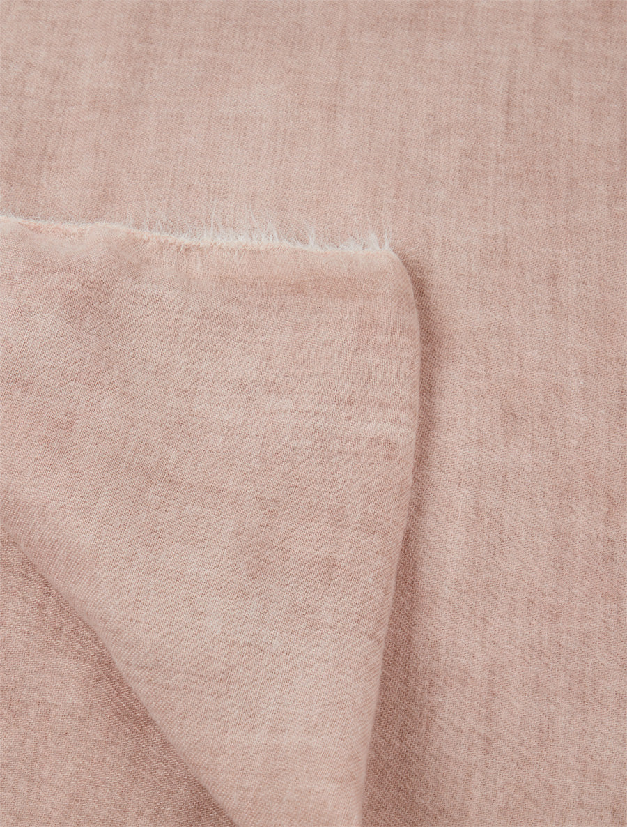 Echarpe unie à bords effilochés - Rose poudré - 3