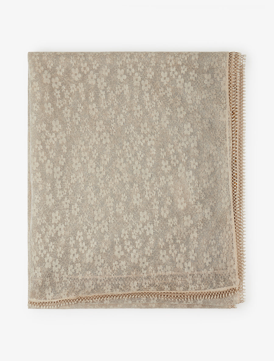Foulard transparent à motif floral - Beige - 2