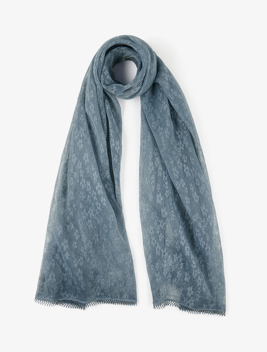 Foulard transparent à motif floral - Bleu - 1