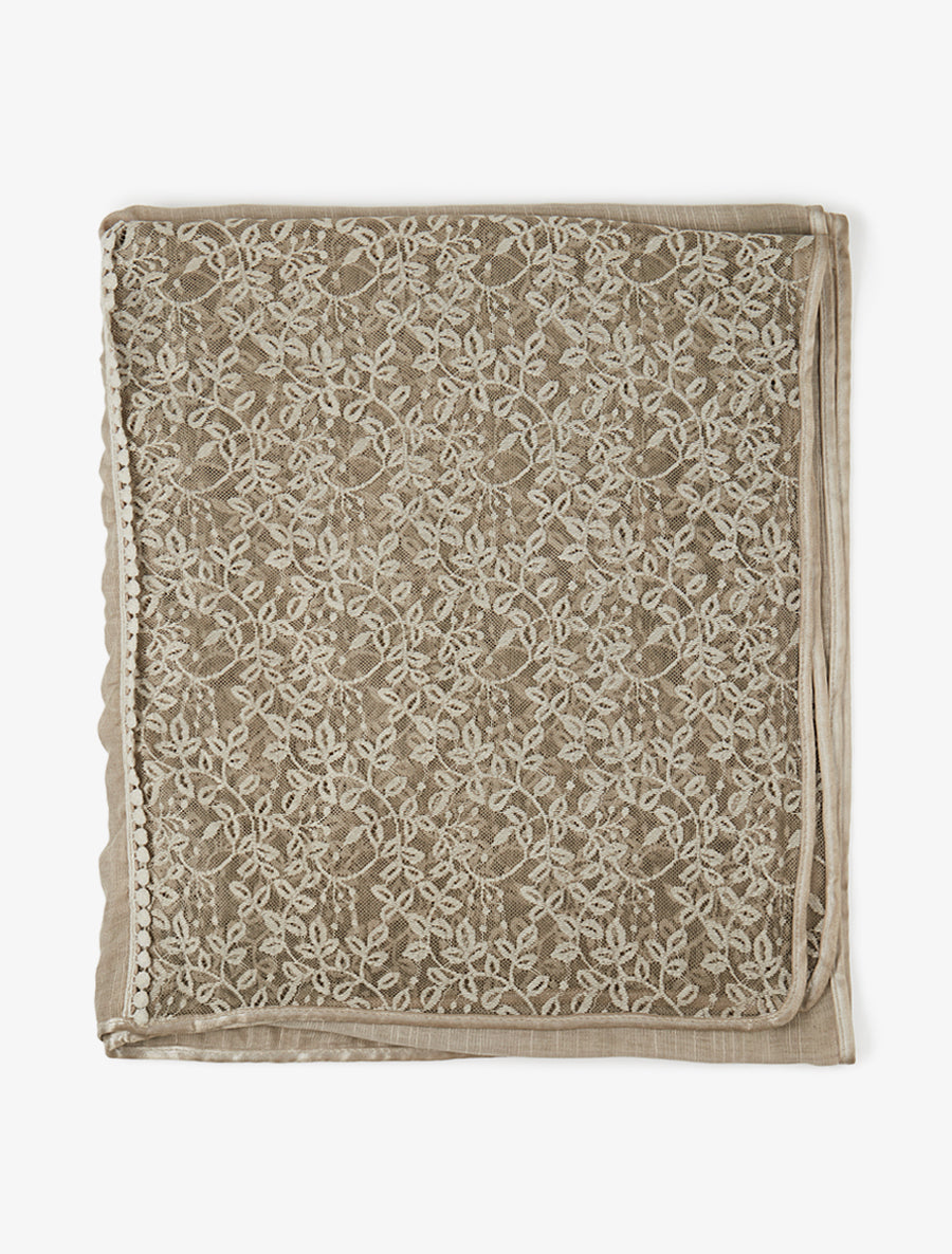 Foulard à empiècement dentelle - Taupe - 2