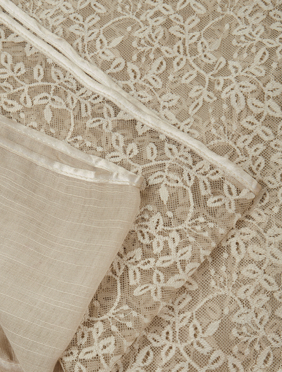 Foulard à empiècement dentelle - Beige - 3