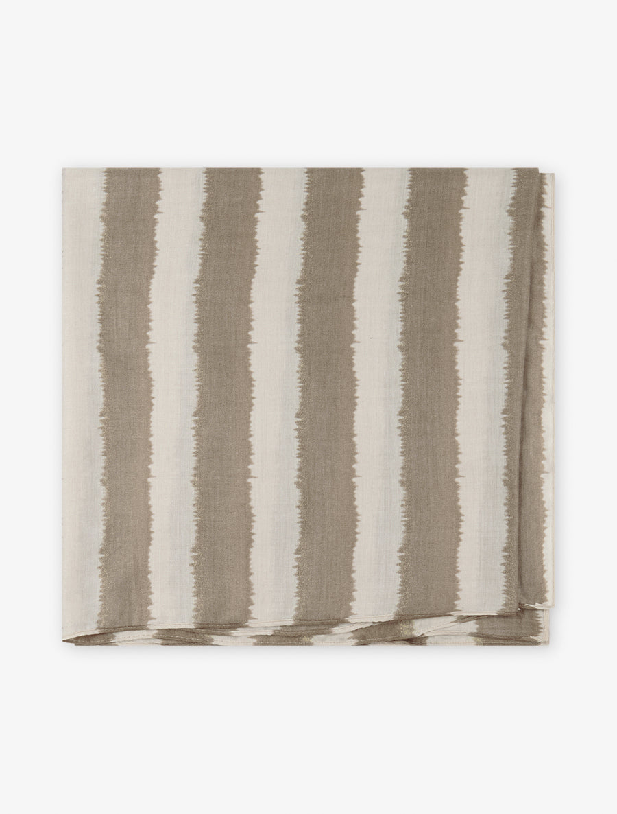 Echarpe en coton mélangé à imprimé rayures avec des touches irisées - Taupe - 2