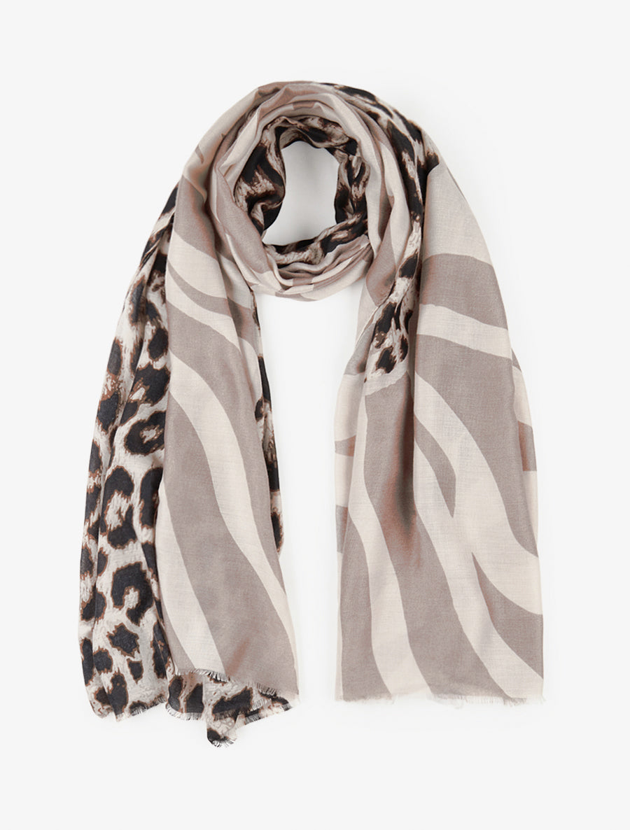 Foulard à imprimé animaux - Taupe - 1