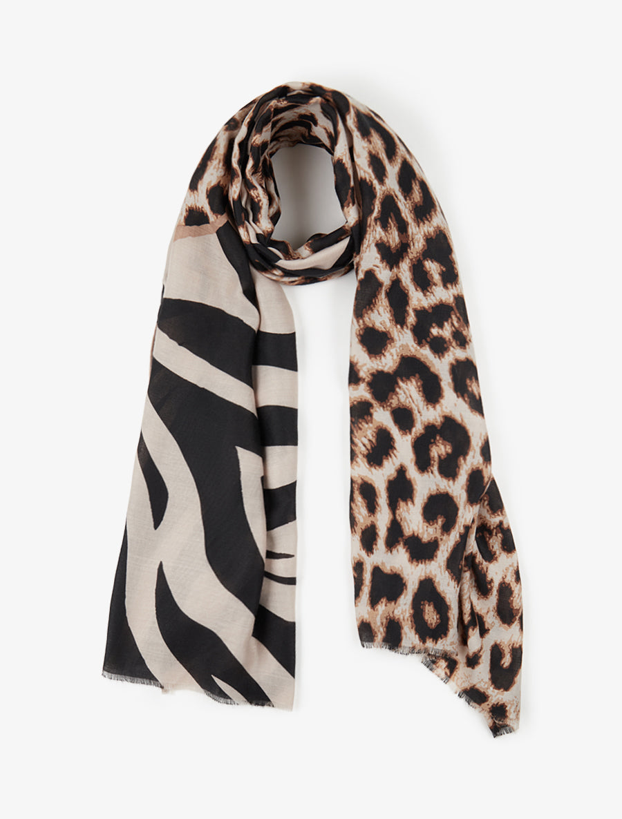 Foulard à imprimé animaux - Noir - 1