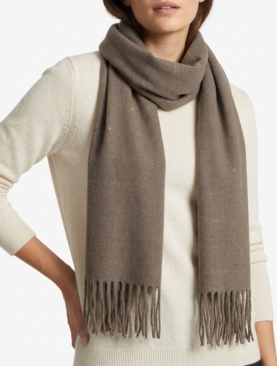 Echarpe à pois multicolore - Taupe