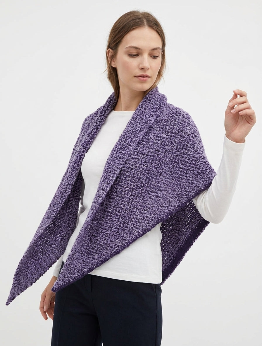 Châle triangulaire en maille bouclée - Violet