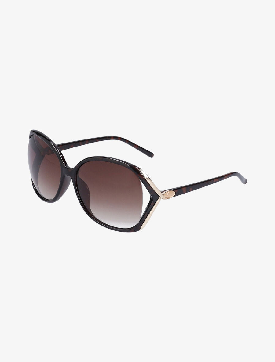 Lunettes ovales oversize à charnières stylisées - Marron - 1