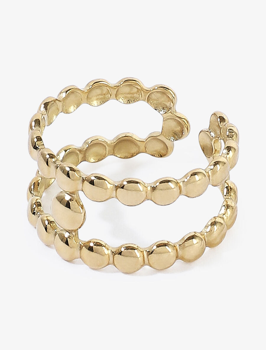 Bague double rangs billes - Or - 2