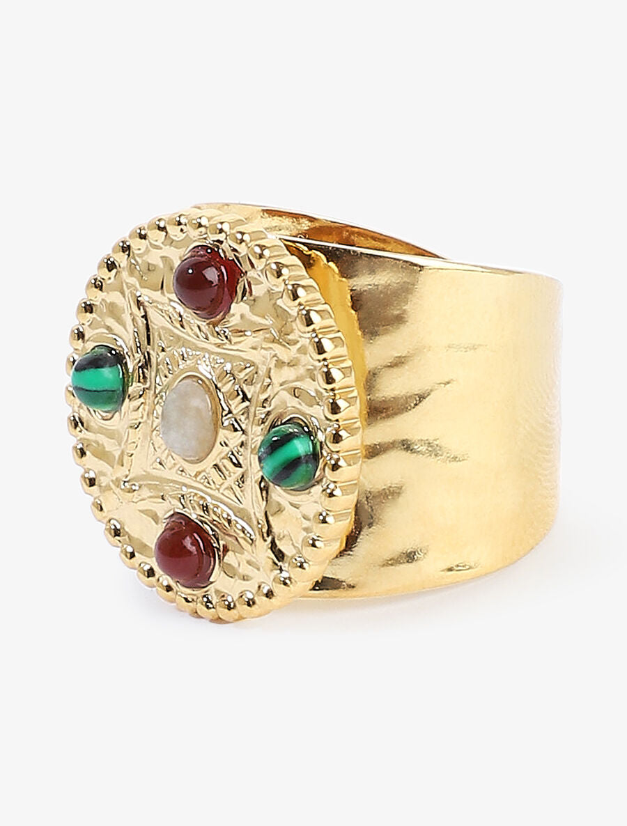 Bague large et pierres - Or - 2