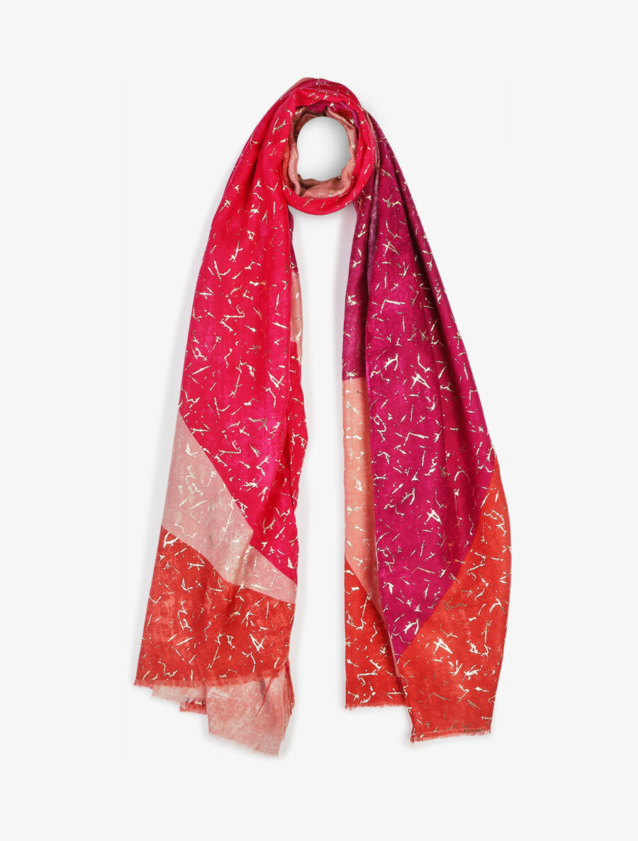 Echarpe à imprimé géométrique à détail irisé - Fushia - 4