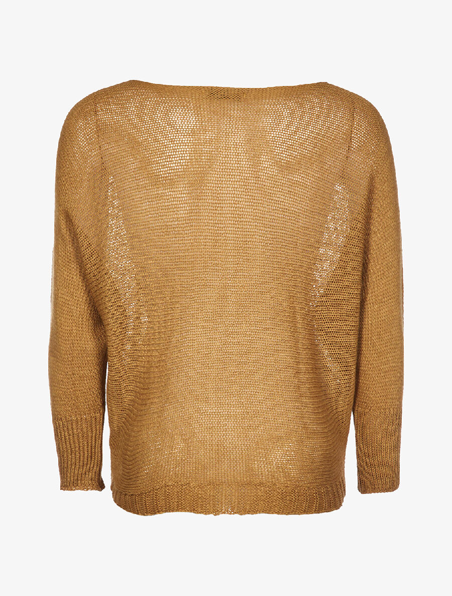 Pull ample grosse maille - moutarde - 2