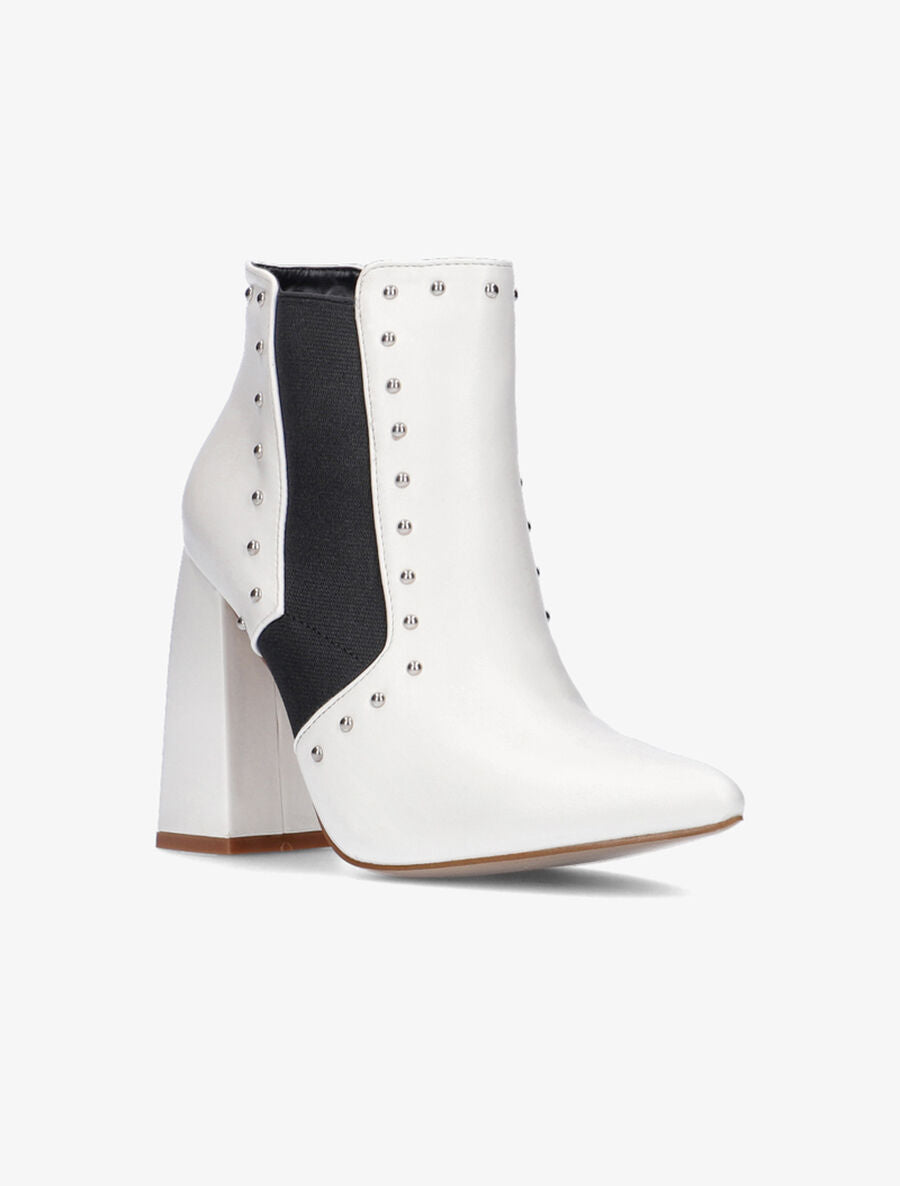 Bottines à talon carré - Blanc - 2