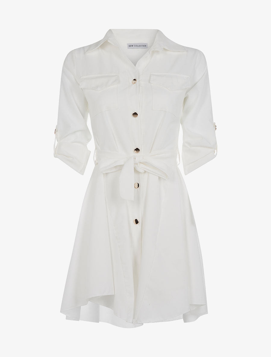 Robe chemise saharienne - blanc - 3