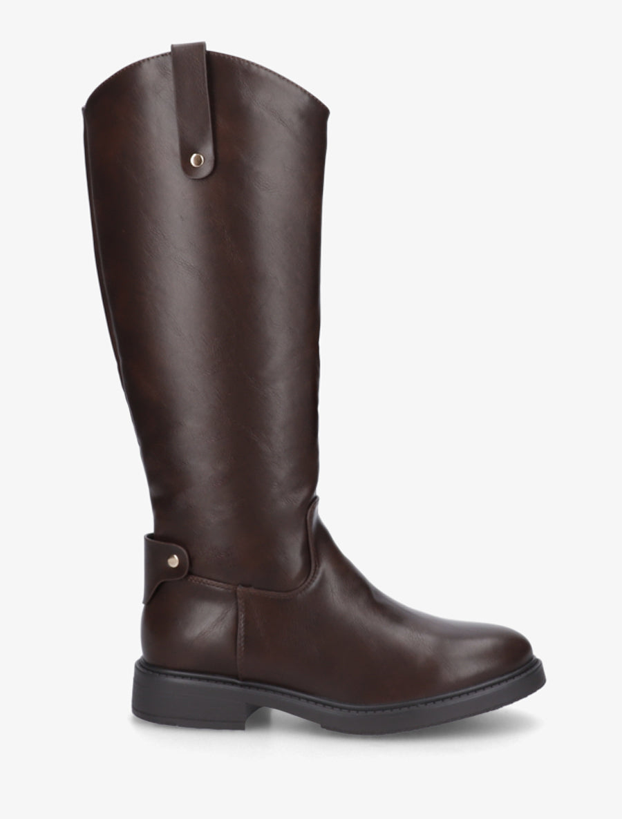 Bottes style cavalière en simili - Marron - 1