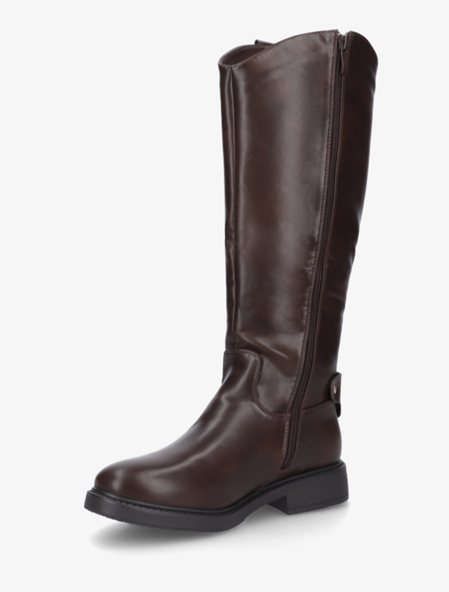 Bottes style cavalière en simili - Marron - 3
