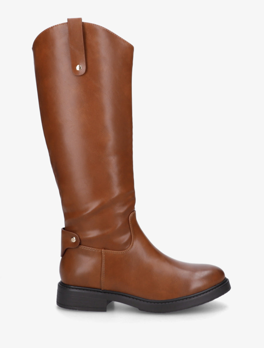 Bottes style cavalière en simili - Camel - 1