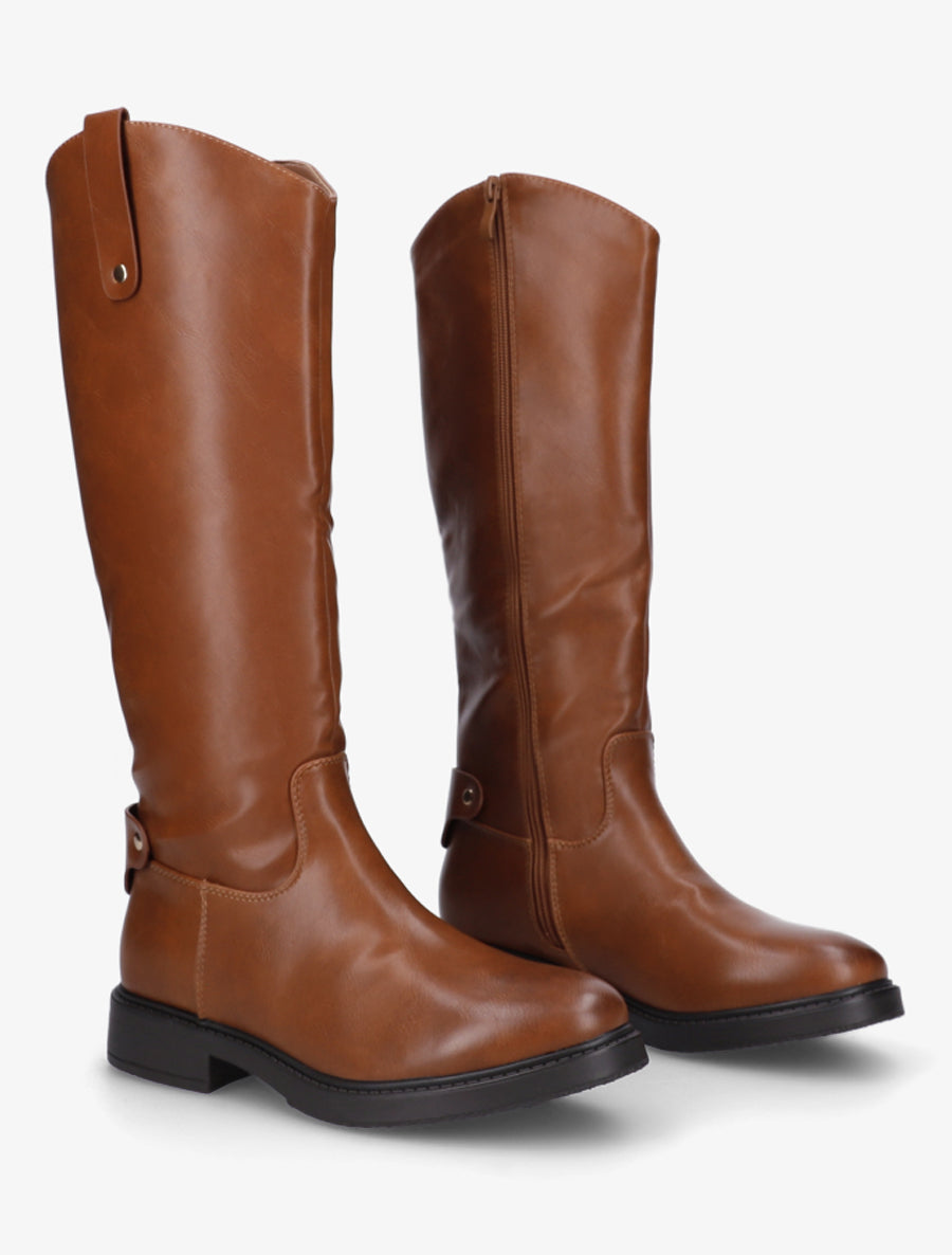 Bottes style cavalière en simili - Camel - 4