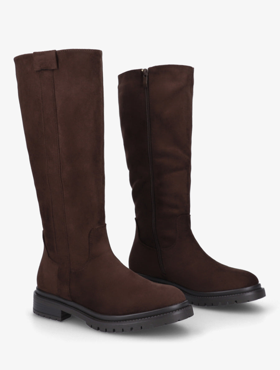 Bottes en suédine à semelle crantée - Marron - 4