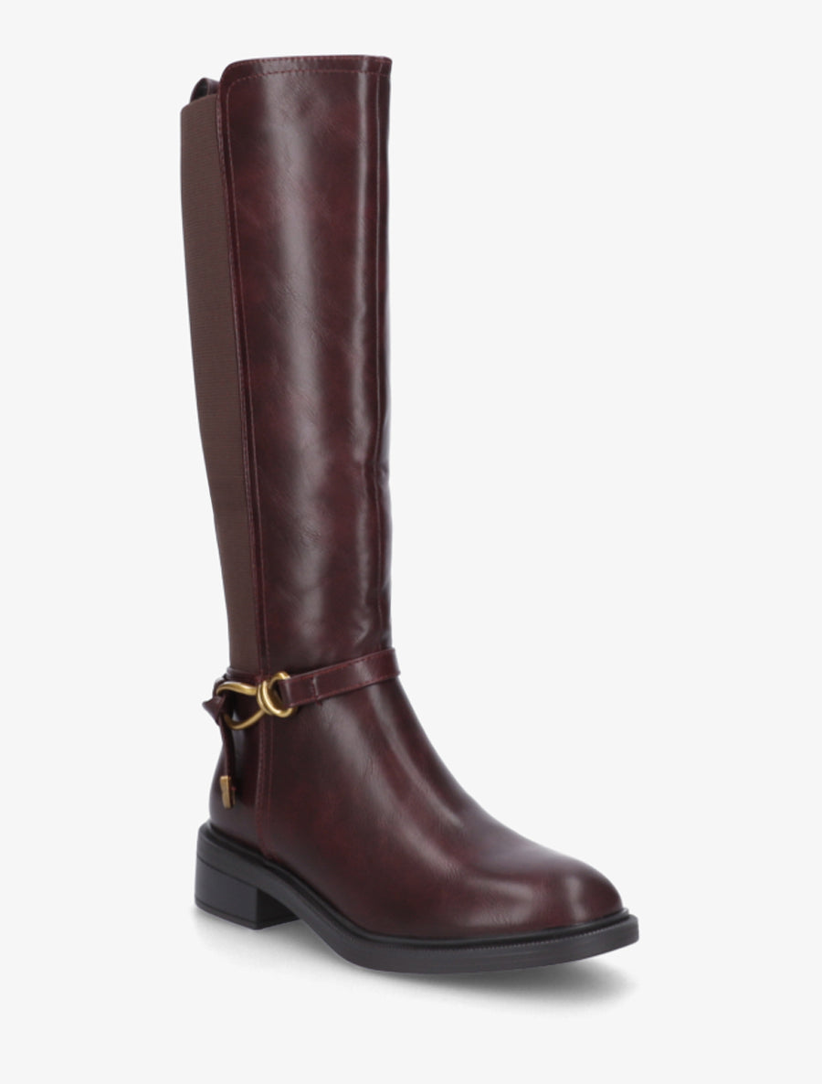 Bottes style cavalière à boucle fantaisie - Lie de vin - 2