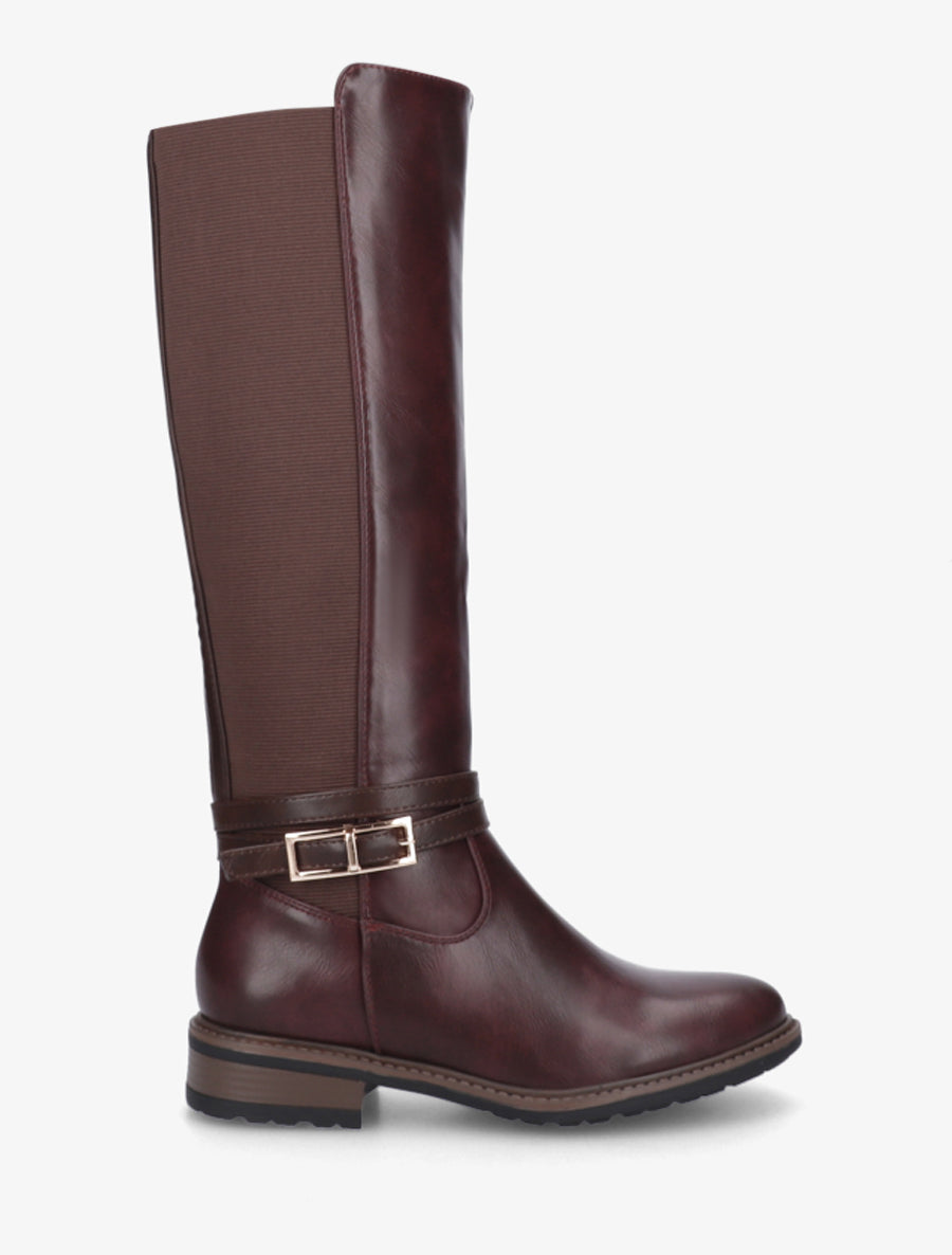 Bottes unies élastiquées - Lie de vin - 1