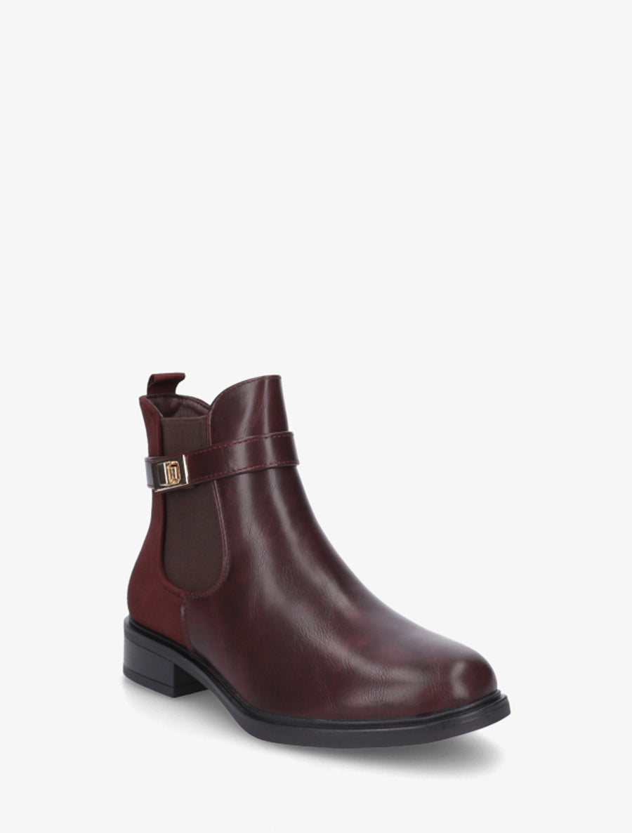 Bottines unies à contrefort en suédine - Lie de vin - 2