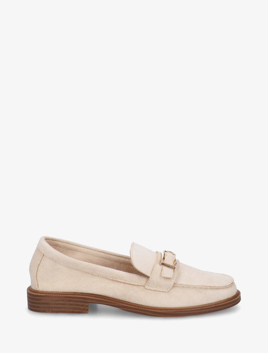 Mocassins en suédine à boucle métallique - Beige - 1