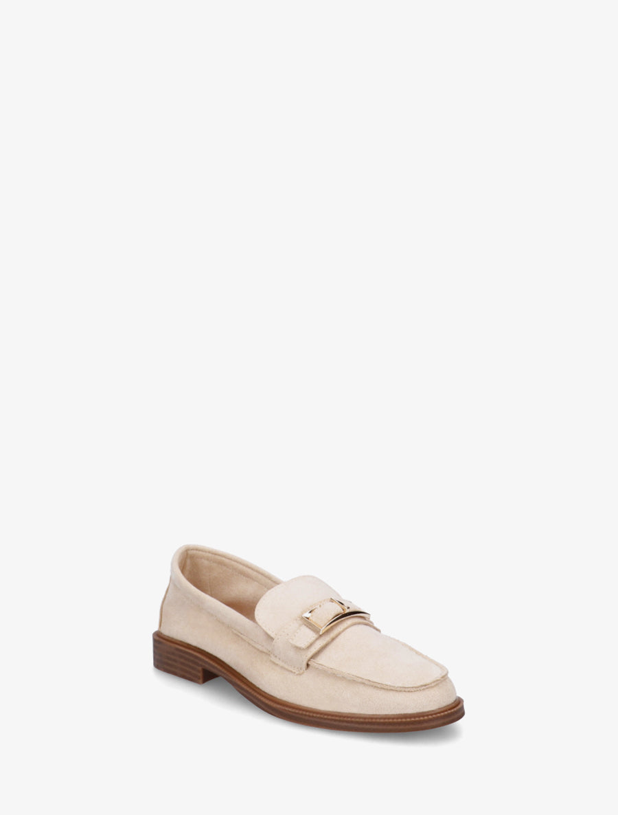 Mocassins en suédine à boucle métallique - Beige - 2