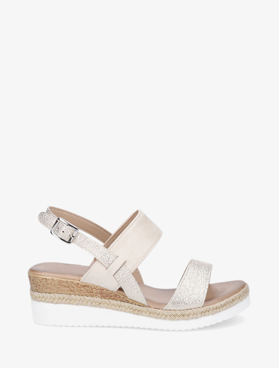 Sandales compensées à bride irisée - Beige - 5