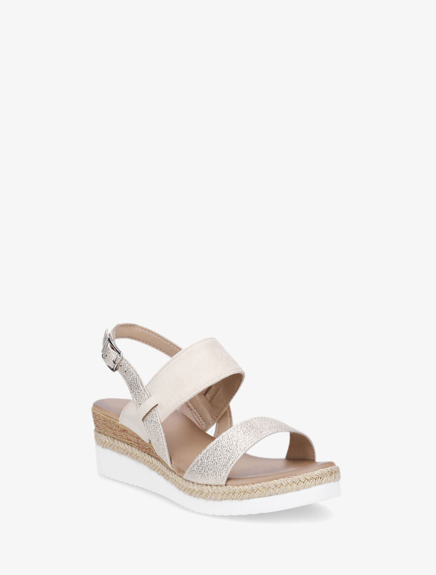 Sandales compensées à bride irisée - Beige - 2