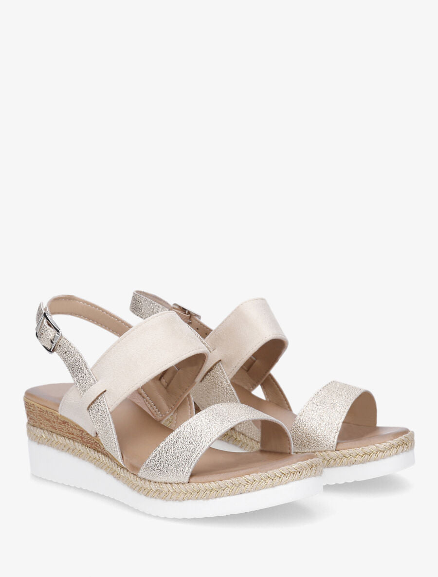Sandales compensées à bride irisée - Beige - 4
