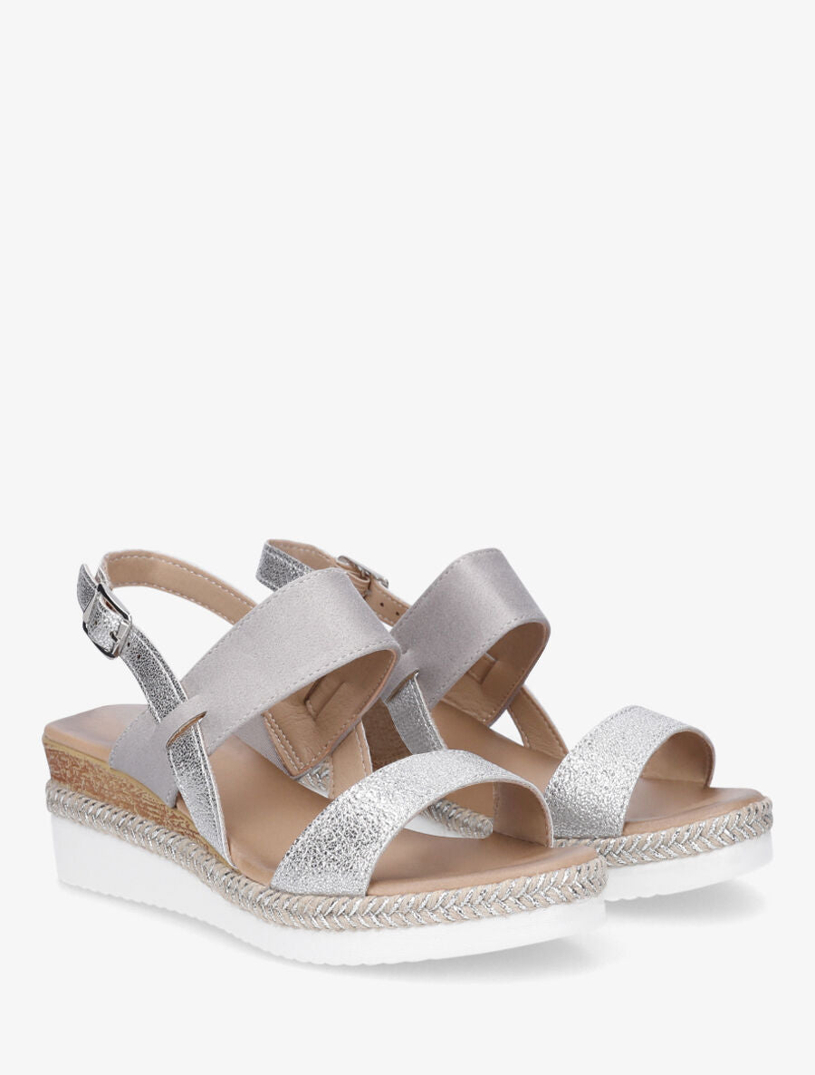 Sandales compensées à bride irisée - Gris - 4