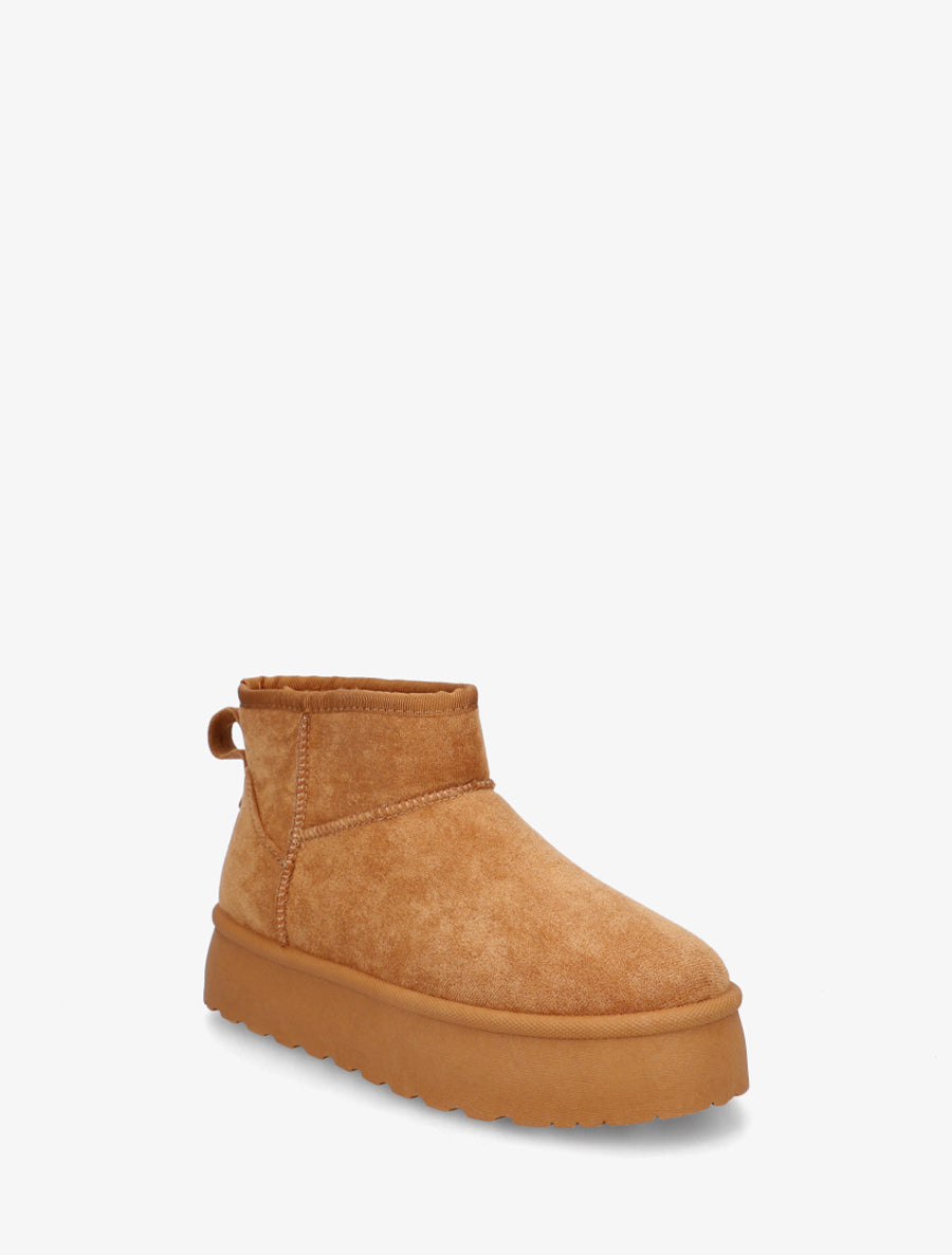 Bottines fourrées en suédine - Camel - 2