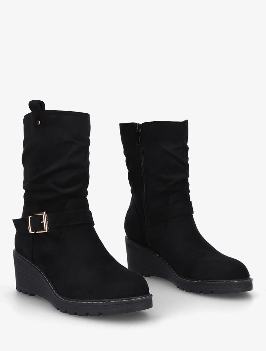 Bottines montantes compensées effet froncé - Noir - 4