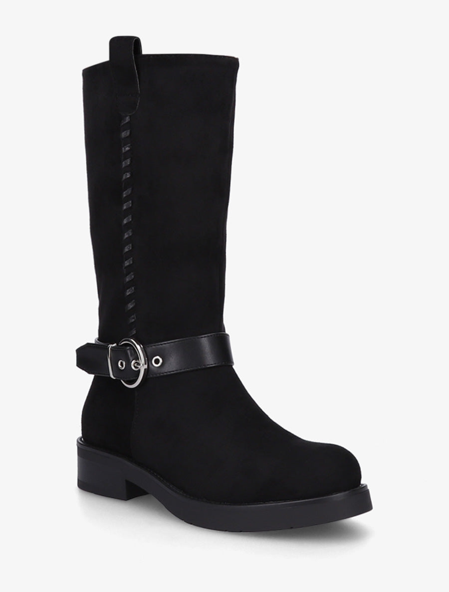 Bottes en suédine sanglées - Noir - 2