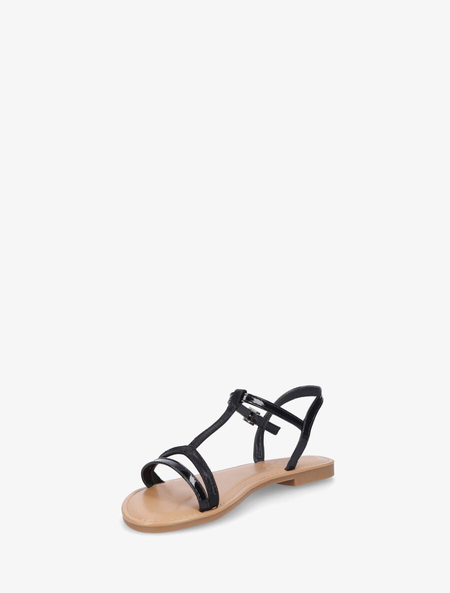 Nu-pieds en simili bride en T - Noir - 3