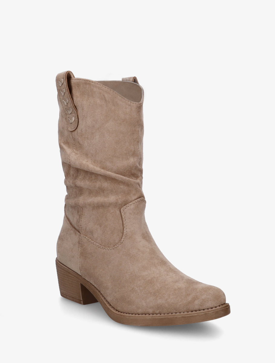 Bottines en suédine à bouts ronds - Taupe - 2