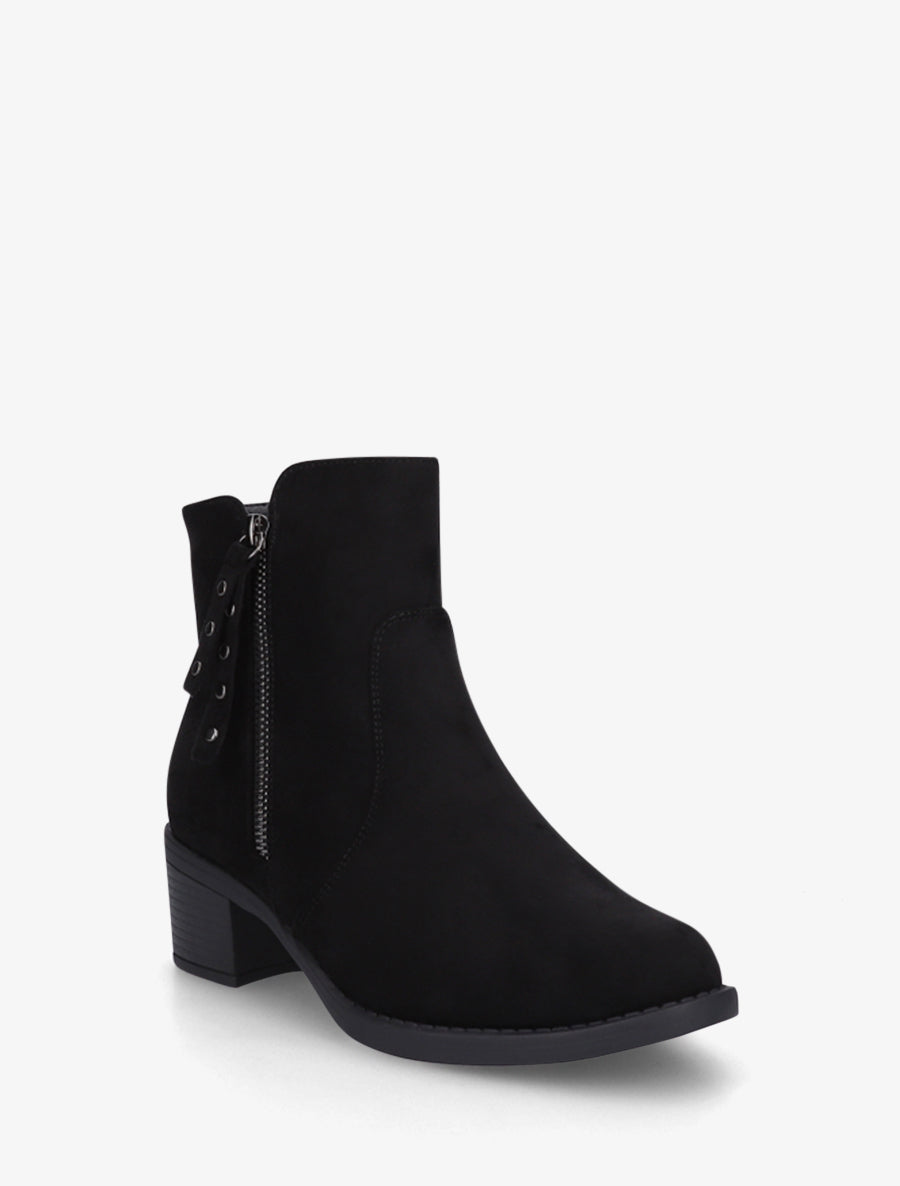 Bottines en suédine à talon - Noir - 2