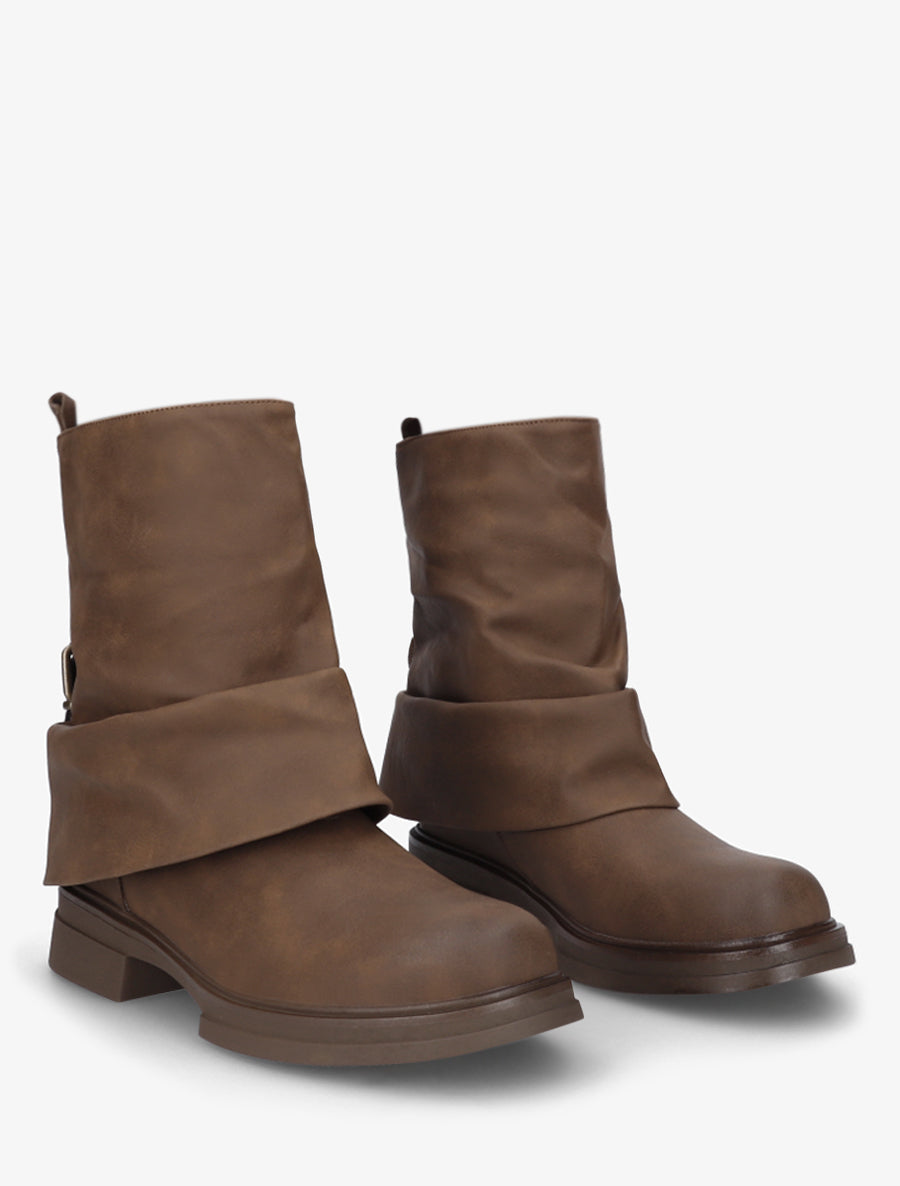 Bottines fourreau à sangle - Marron - 4