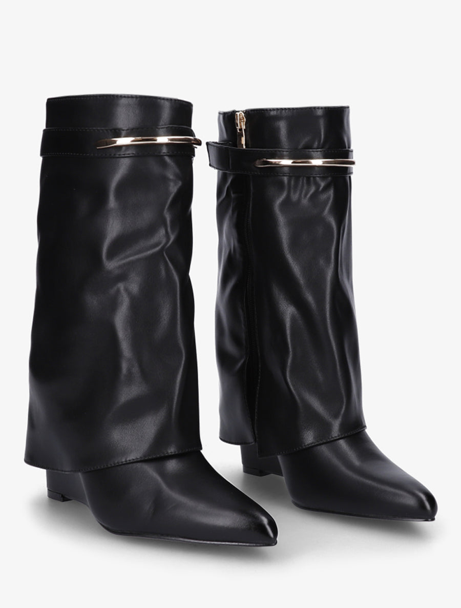 Bottines fourreau avec sangle à empiècement métallique - Noir - 4