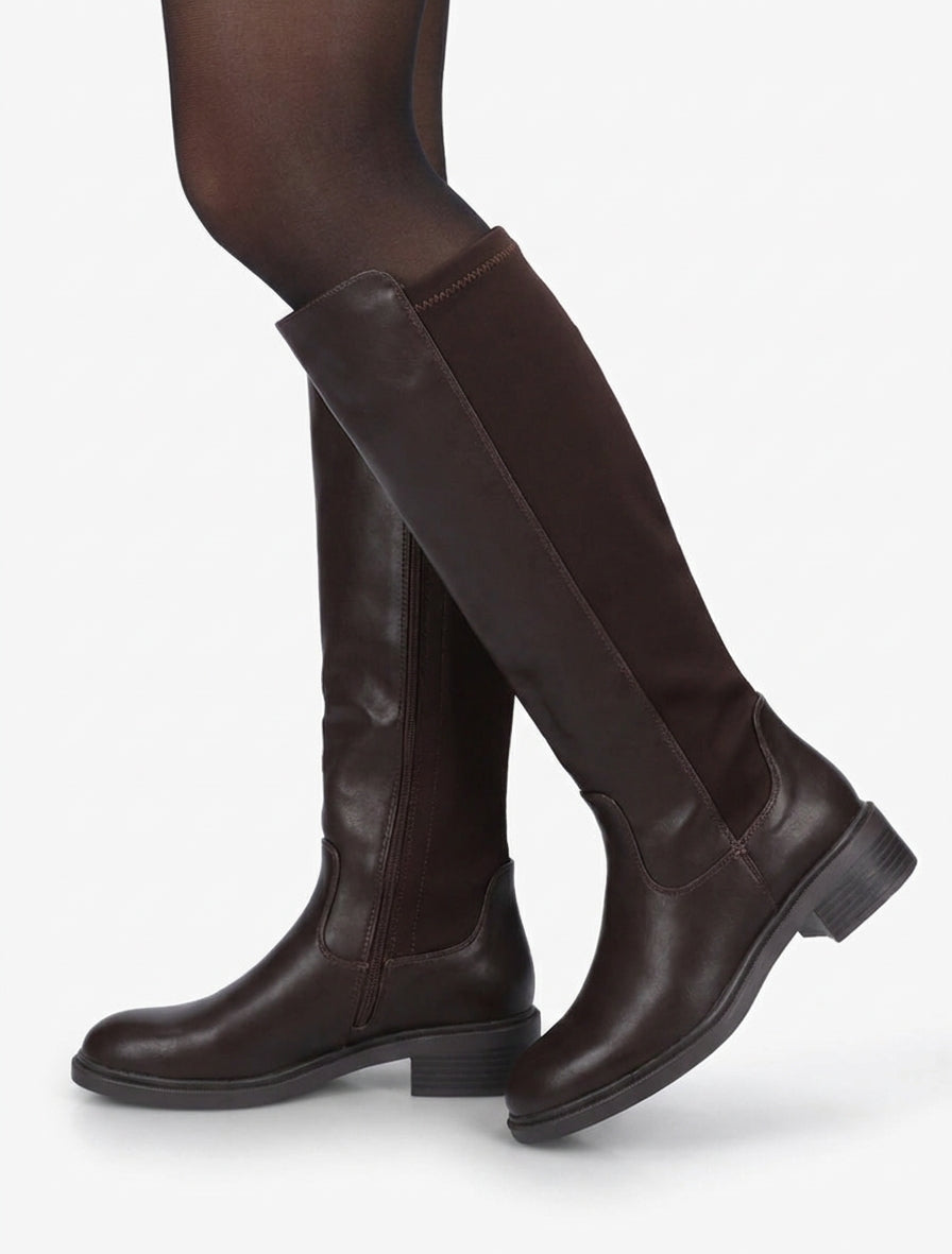 Bottes bimatière unies - Marron