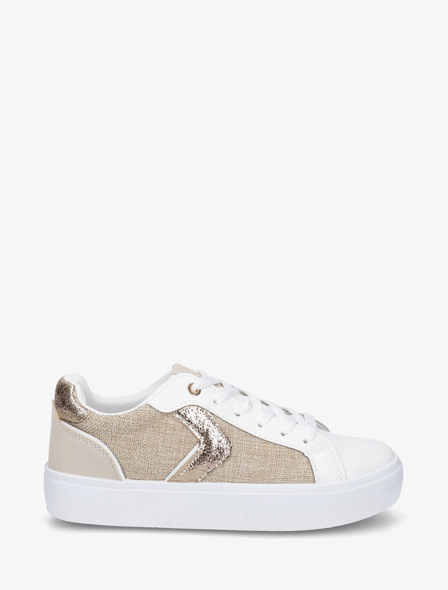 Baskets bi-matière et irisées - Beige - 1