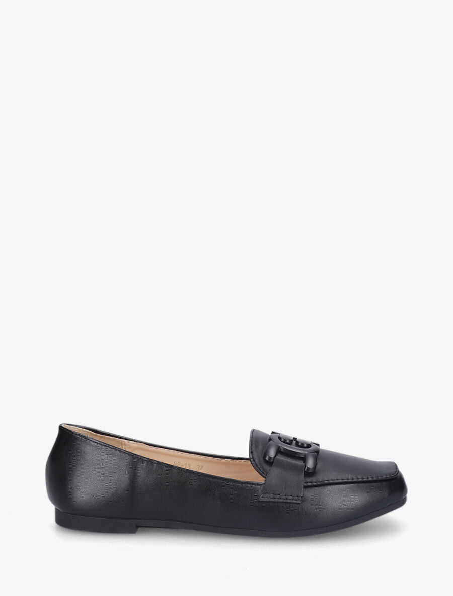Mocassins en simili à boucle - Noir - 5