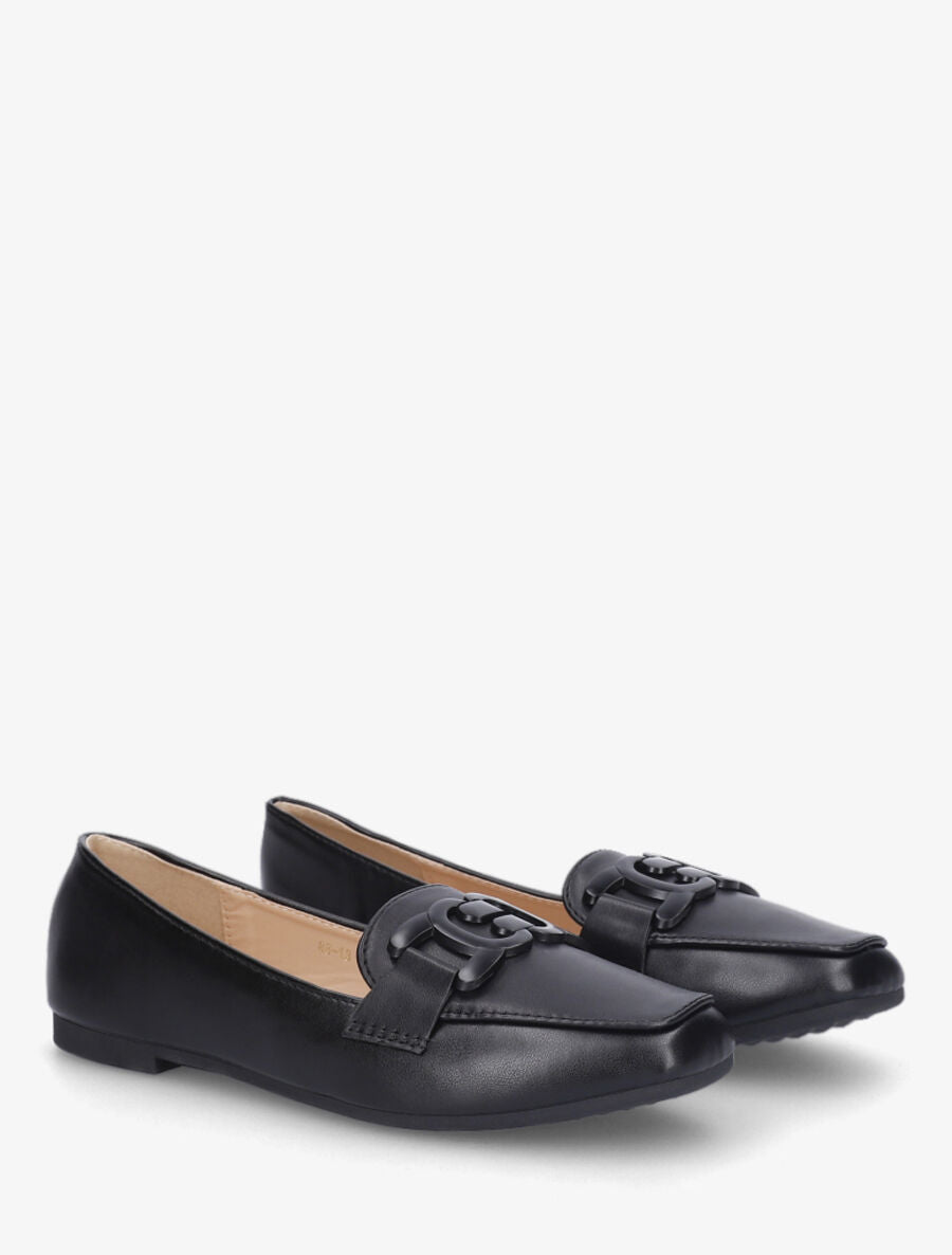 Mocassins en simili à boucle - Noir - 4