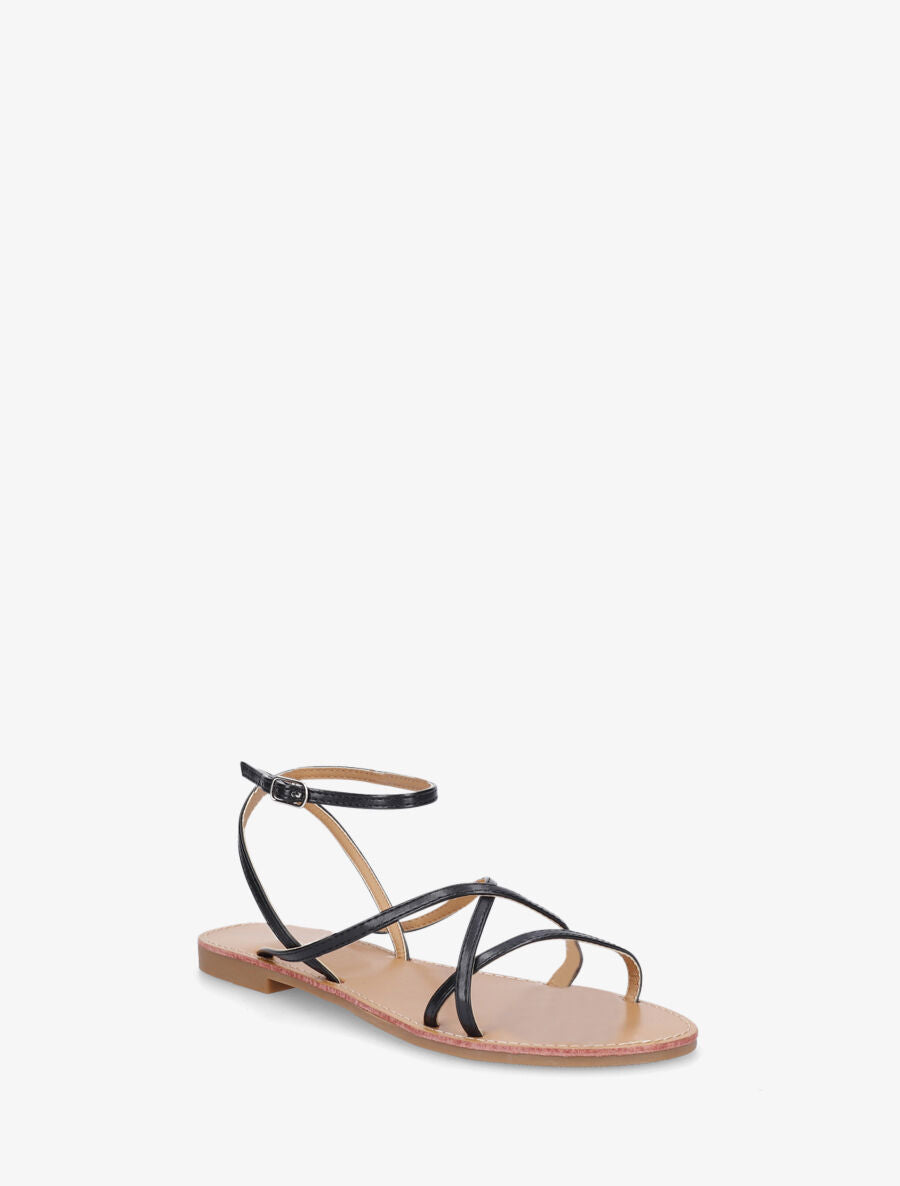 Nu-pieds à fines brides de cheville - Noir - 3
