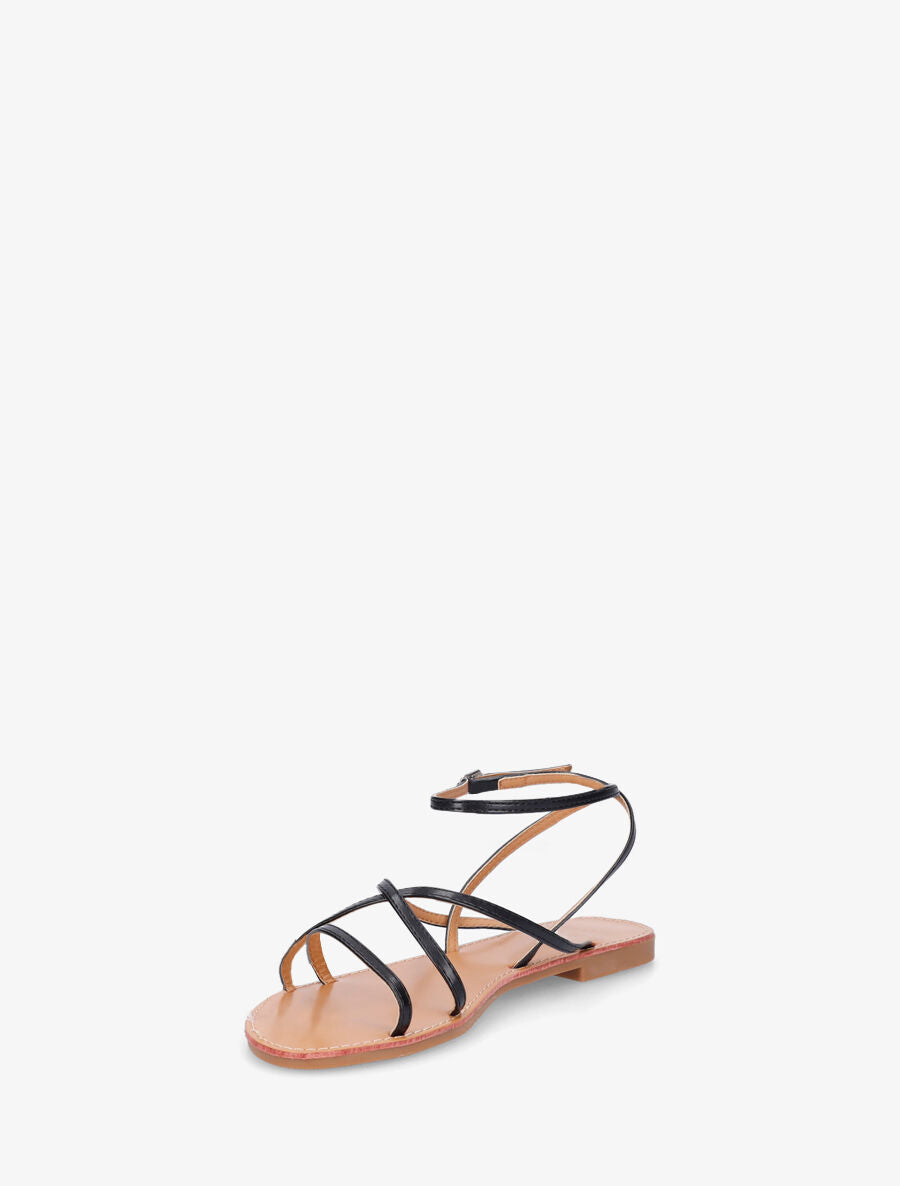Nu-pieds à fines brides de cheville - Noir - 4