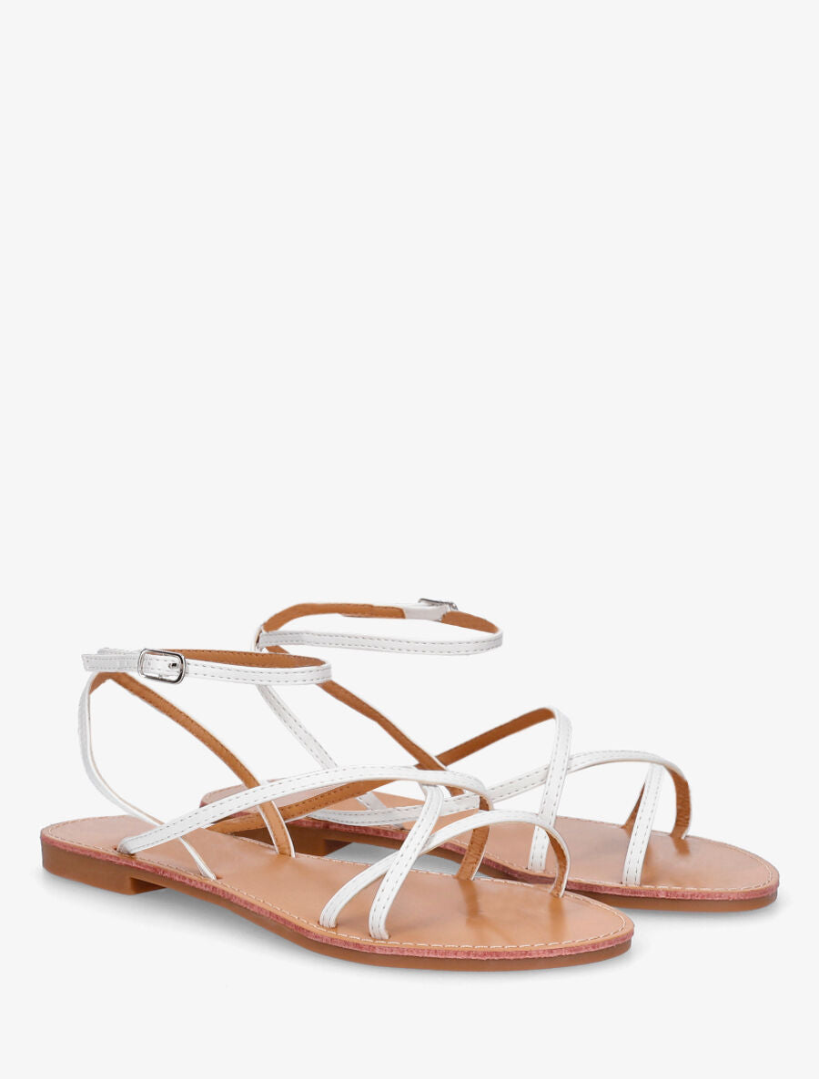 Nu-pieds à fines brides de cheville - Blanc - 4