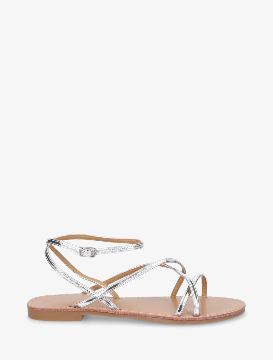 Nu-pieds à fines brides de cheville - Argent - 1