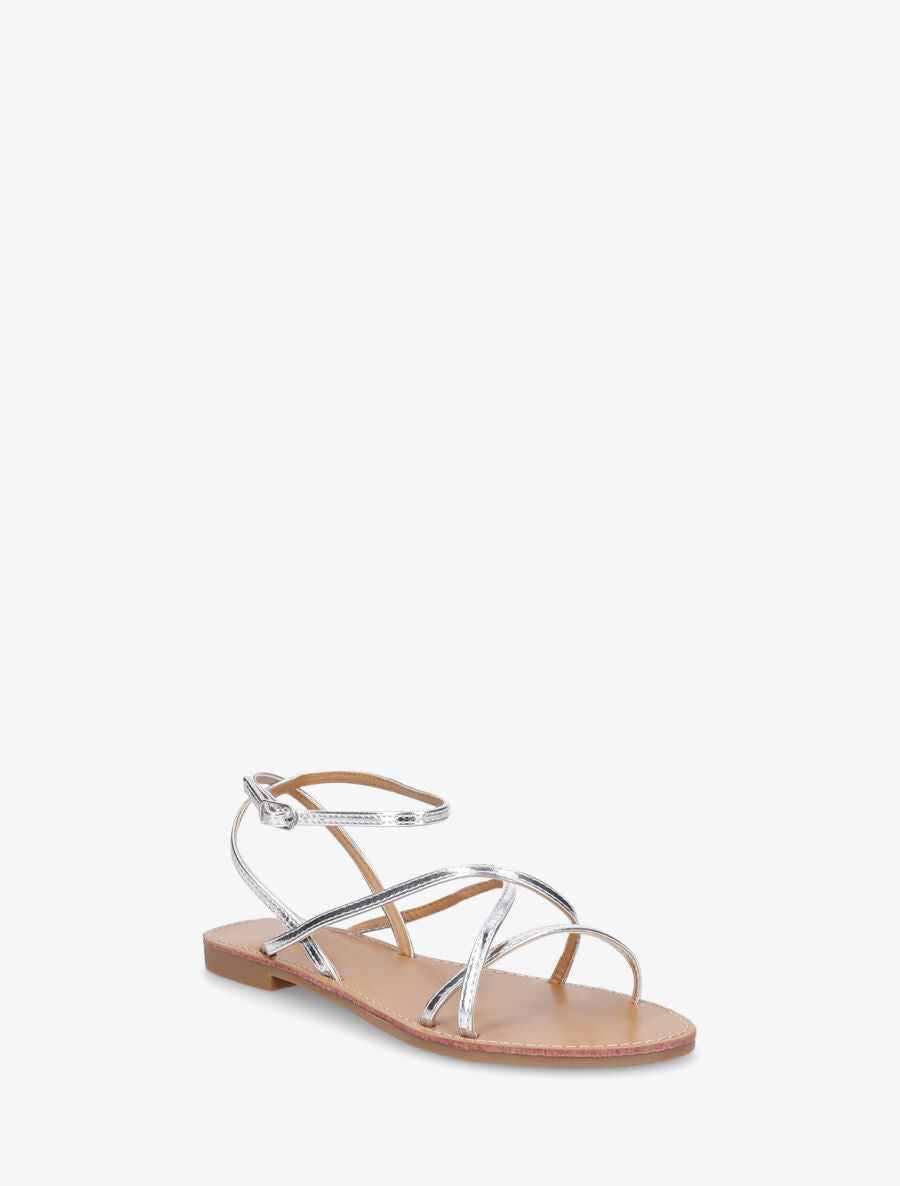 Nu-pieds à fines brides de cheville - Argent - 2
